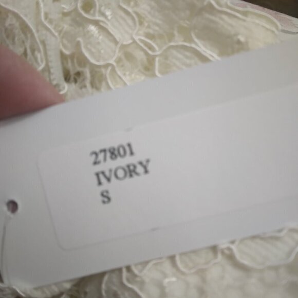 NWT Caroline Rose | Lace Round Neck 3/4 Sleeve Shift Dress Ivory | Size S - Picture 13 of 13